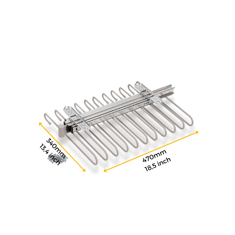 Porta Pantaloni Estraibile per Armadio in Acciaio Emuca Grigio Pietra-3