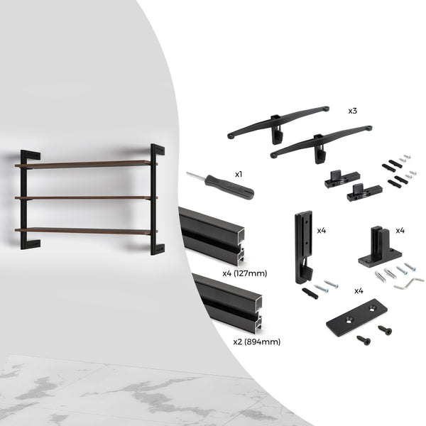 online Kit de structure modulaire avec connexions murales en aluminium noir Emuca Zero