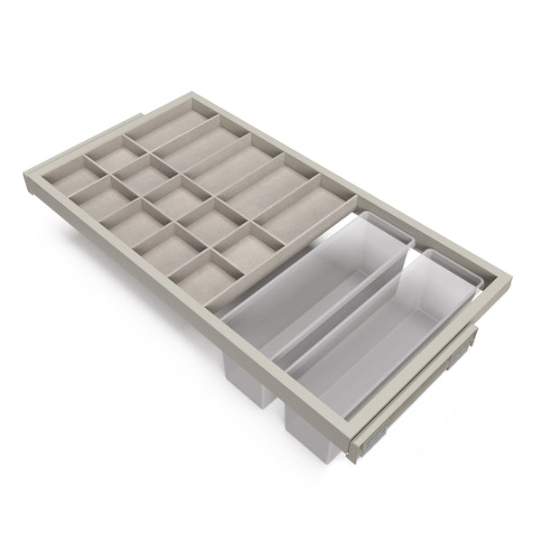 Kit tiroir organisateur et cadre pour armoire 900 mm en aluminium et plastique Emuca gris pierre sconto