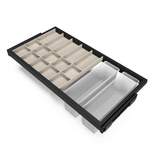 Kit tiroir organisateur et cadre pour armoire 900 mm en aluminium et plastique Emuca noir sconto