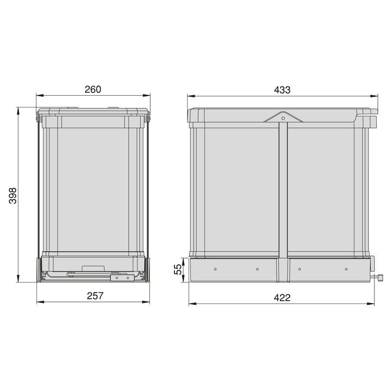 Pattumiera da Cucina ad Estrazione 2x 12 L in Acciaio Emuca -2