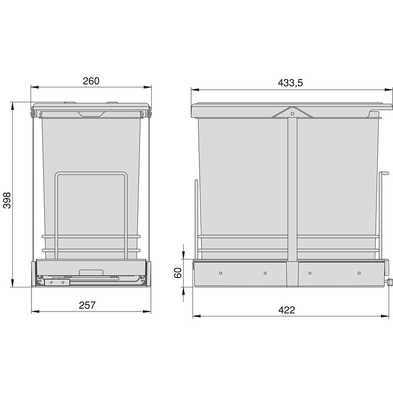 Pattumiera da Cucina ad Estrazione 2x 12 L in Plastica Emuca -2