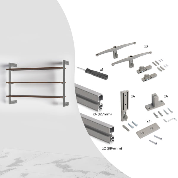 Kit de structure modulaire avec connexions murales en aluminium Emuca Zero Stone Grey sconto