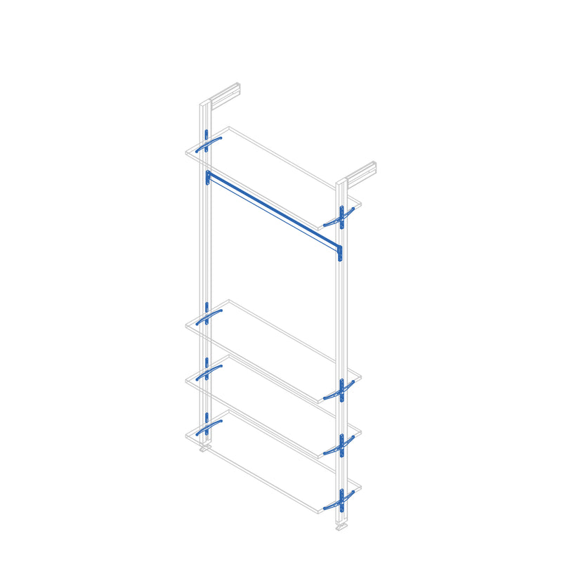 Kit Supporti per Mensole e Appendiabiti in Legno e Alluminio Emuca Zero Grigio Pietra-3