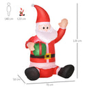 Babbo Natale Gonfiabile H120 cm Luminoso con LED Rosso-3