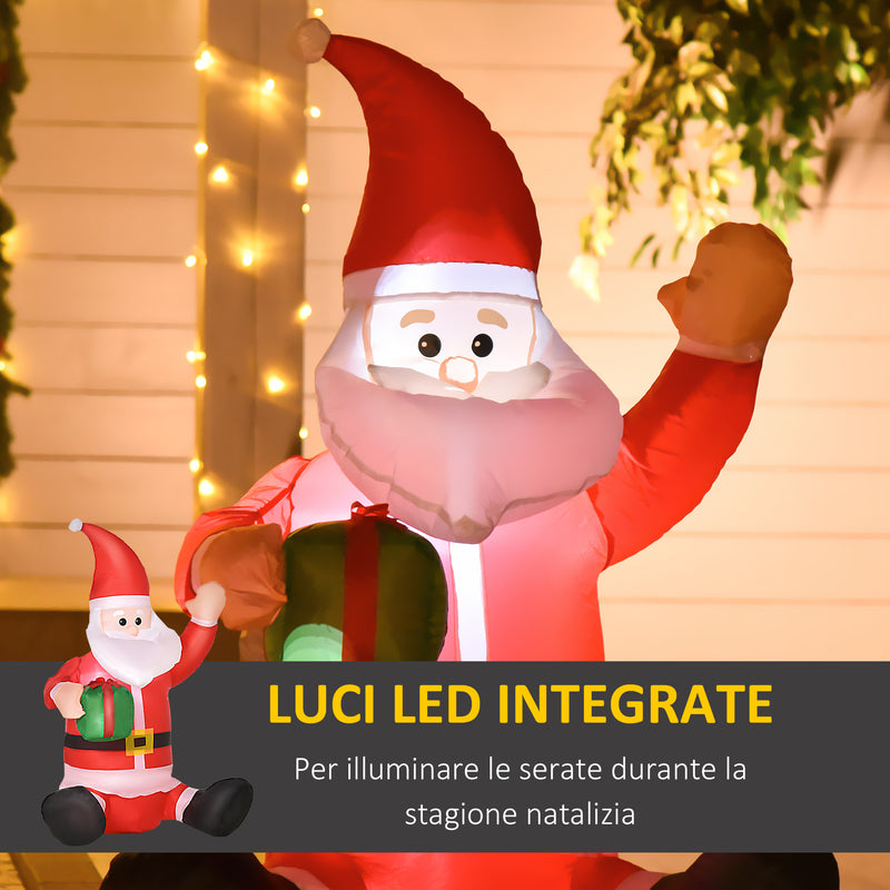 Babbo Natale Gonfiabile H120 cm Luminoso con LED Rosso-4