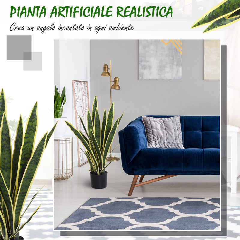 Pianta Artificiale Sanseveria Ø15x80 cm con Vaso  Verde-4