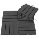 Set 9 Mattonelle a Incasto Effetto Legno 30x30x2 cm  Deck Nero-3