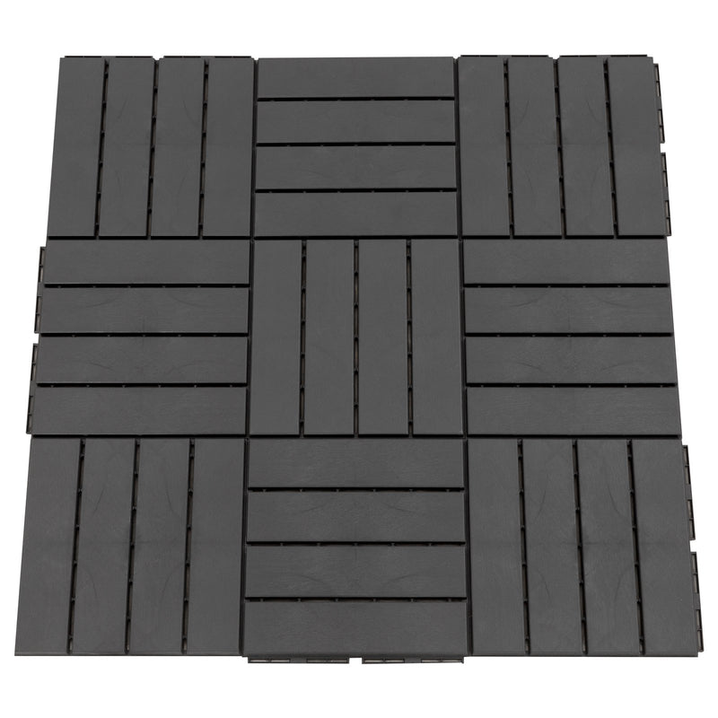 Set 9 Mattonelle a Incasto Effetto Legno 30x30x2 cm  Deck Nero-4