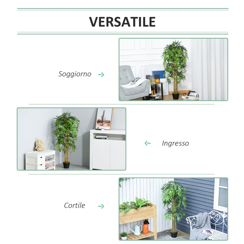 Pianta Artificiale di Bambù H150 cm con Vaso Verde-6