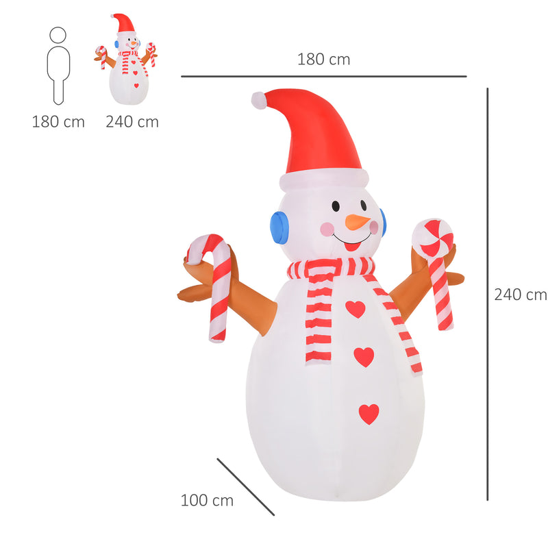 Pupazzo di Neve Gonfiabile Luminoso H240 cm con Luci a LED Bianco-3