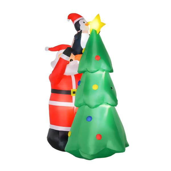 Père Noël gonflable H184 cm avec arbre et pingouin acquista