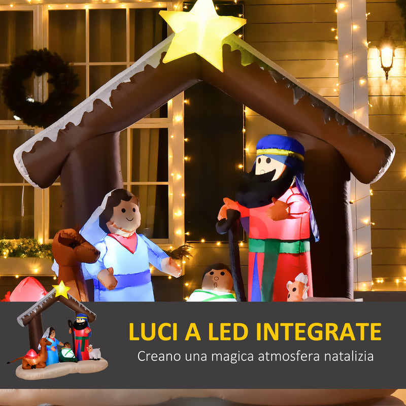 Presepe Gonfiabile 201x100x183 cm con Luci LED Multicolore-4