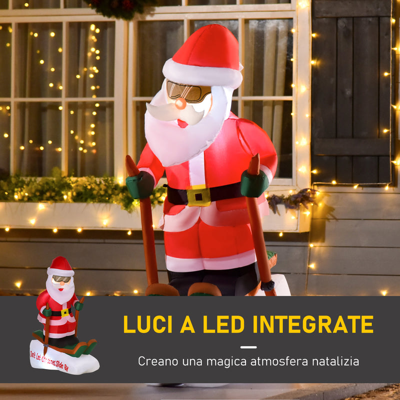 Babbo Natale Gonfiabile 85x45x124 cm su Sci con Luci LED Multicolore-4