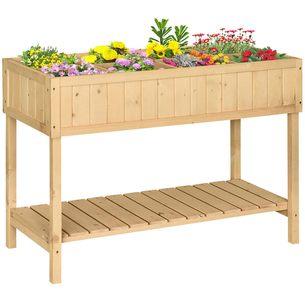 Jardin potager suspendu en bois avec 8 grilles et étagère inférieure 120x60x81 cm sconto