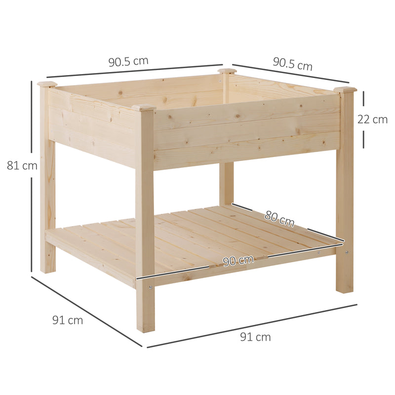 Orto Urbano Pensile in Legno con Fodera in Tessuto 91x91x81 cm -3