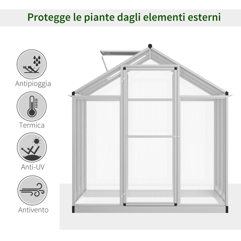 Serra da Giardino per Piante Tetto Apribile e Porta scorrevole Trasparente 182x190x195 cm -5