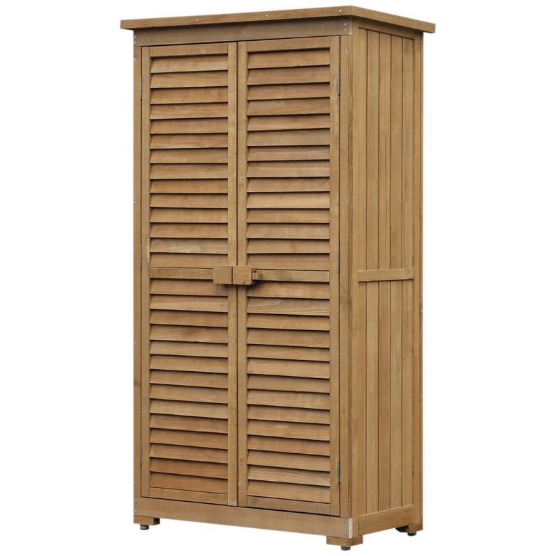 Armadio Porta Attrezzi da Giardino Impermeabile 3 Ripiani in Legno 87x46.5x160 cm -1