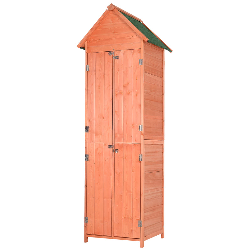 Casetta Box da Giardino in Legno di Pino 3 Ripiani 71x60x211 cm -1