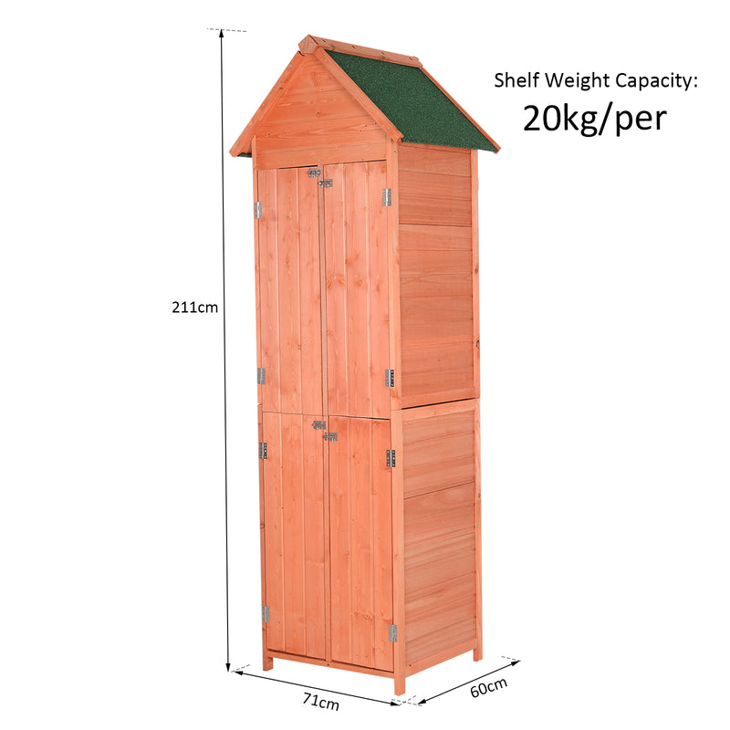 Casetta Box da Giardino in Legno di Pino 3 Ripiani 71x60x211 cm -5