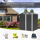 Casetta Box da Giardino Porta Utensili 152x132x188 cm in Acciaio Grigio-4