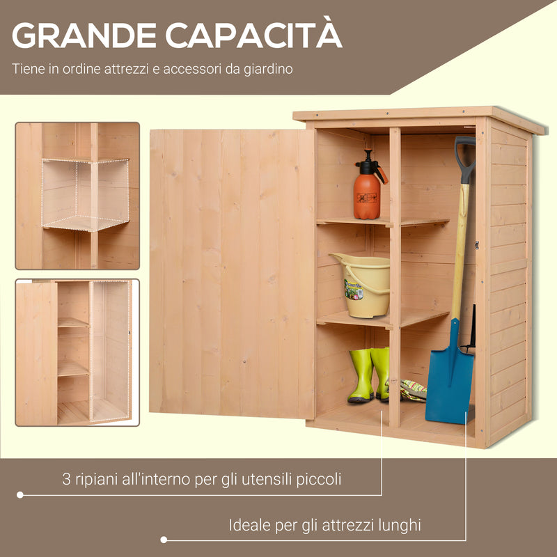 Casetta Box da Giardino in Legno di Abete 75x56x115 cm -4