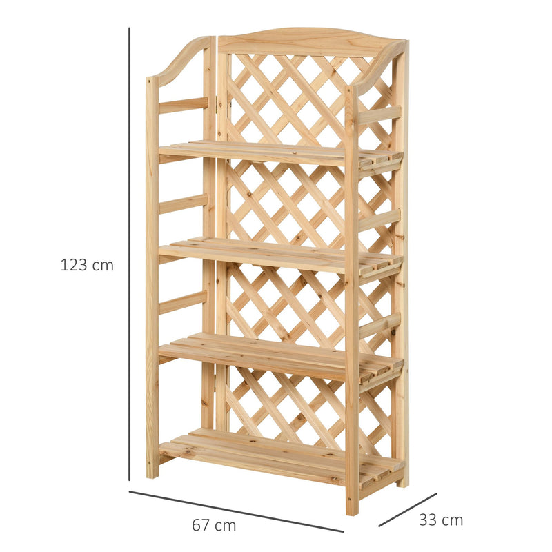 Portapiante Fioriera da Girdino 4 Ripiani 67x33x123 cm in Legno Naturale-3