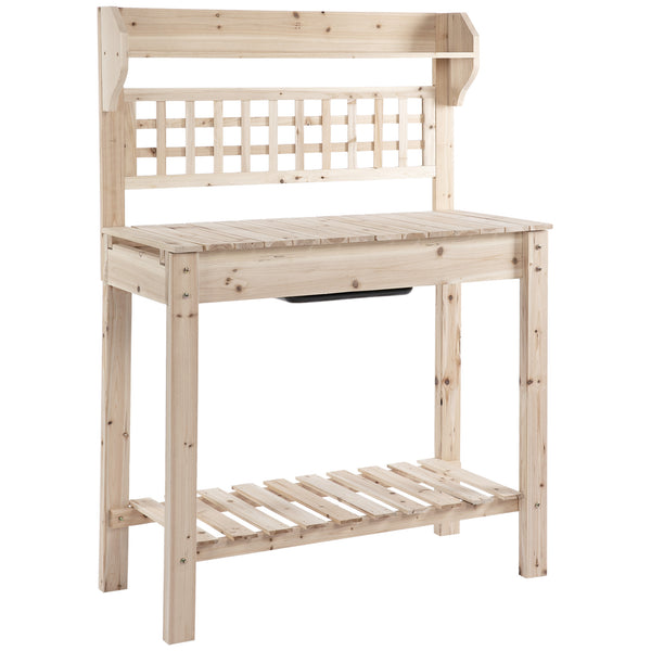 Etabli de Jardinage 100x45x140 cm en Bois Naturel sconto