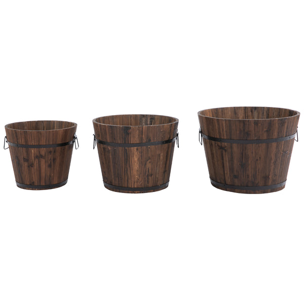 online Lot de 3 Pots de Jardin pour Plantes et Fleurs en Bois Carbonisé