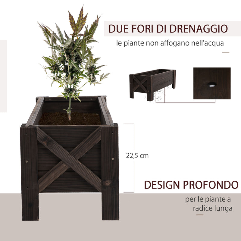 Fioriera da Giardino 100x35,5x36 cm in Legno Carbonizzato-5