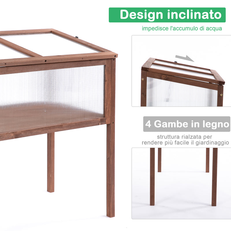 Mini Serra da Giardino 90x50x93 cm in Legno Marrone-4