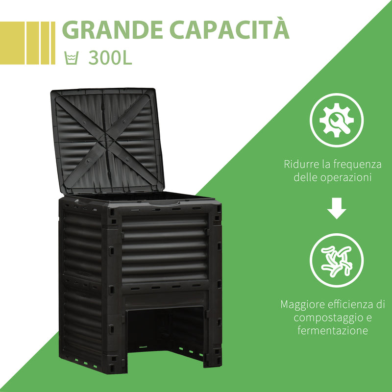 Compostiera da Giardino 300 litri Composter Nero-7