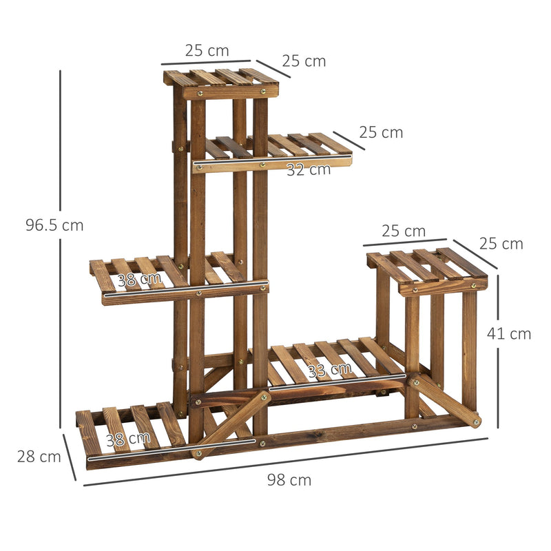 Scaffale Portavasi 6 Livelli 98x28x96,5 cm in Legno di Abete-3