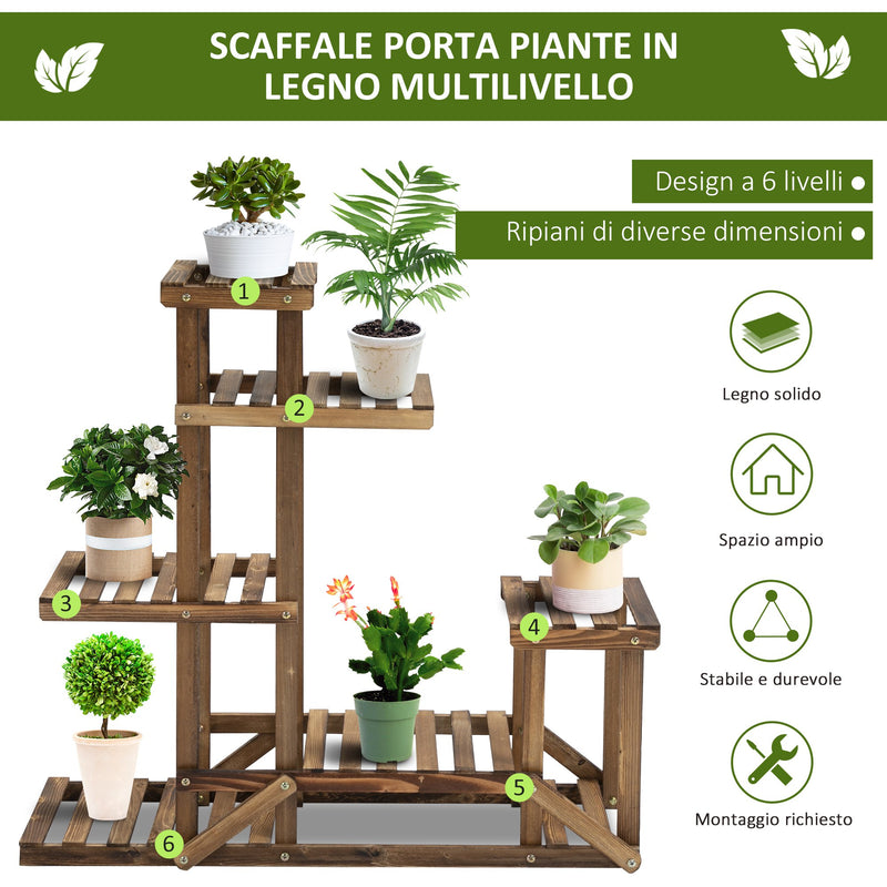 Scaffale Portavasi 6 Livelli 98x28x96,5 cm in Legno di Abete-4