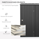 Casetta Box da Giardino 161,5x94,5x196 cm in Lamiera Acciaio Nero-4