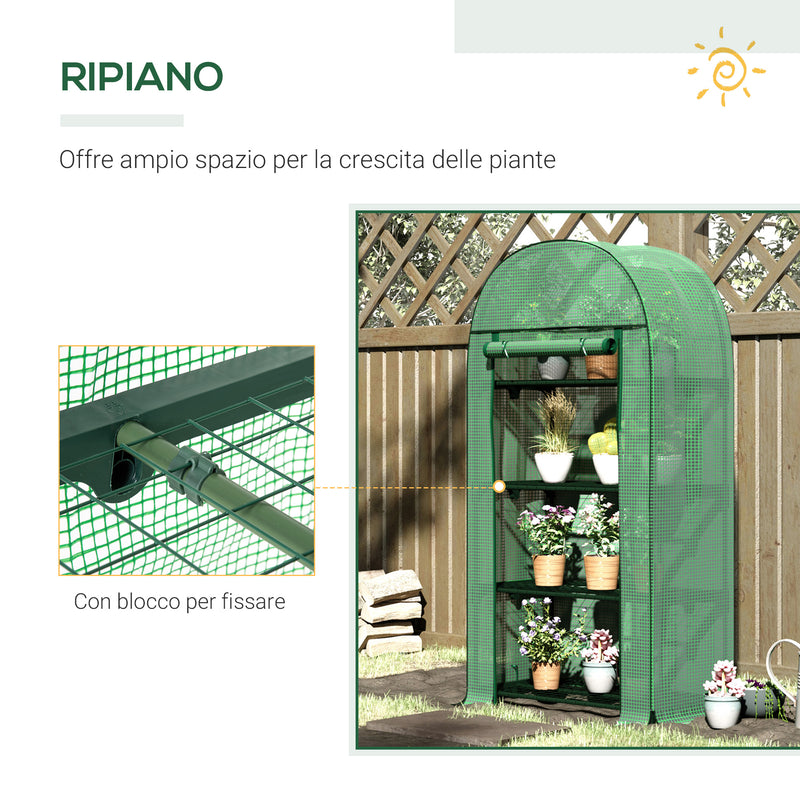 Serra da Giardino con Ripiani 80x49x160 cm in Metallo Verde-6