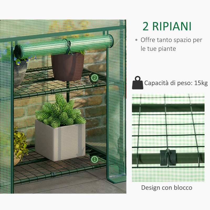 Mini Serra da Giardino 69x49x92 cm in Metallo e Polietilene Verde-6