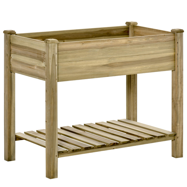 online Jardinière surélevée avec étagère inférieure 91x51x76 cm pour jardin et balcon en bois