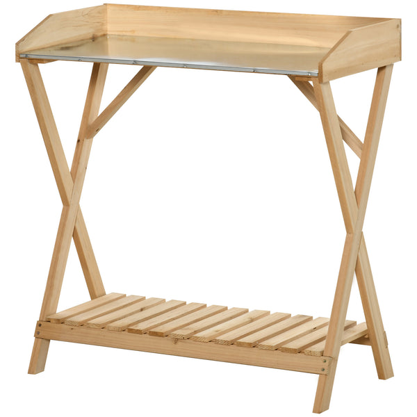 online Table Basse de Jardin 80x40x84 cm en Bois avec Plateau en Métal Antirouille