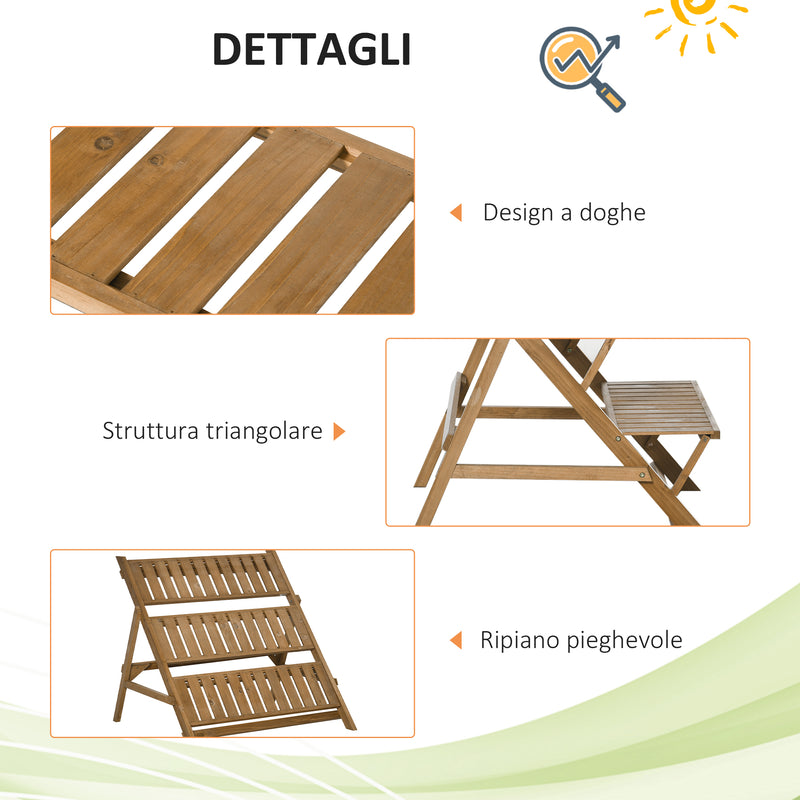 Scaletta Portapiante 3 Ripiani 101x83x88 cm in Legno di Abete Marrone-6