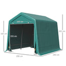 Tendone Garage per Auto Attrezzi 240x200x202 cm in Metallo e Tessuto Polietilene Verde-3