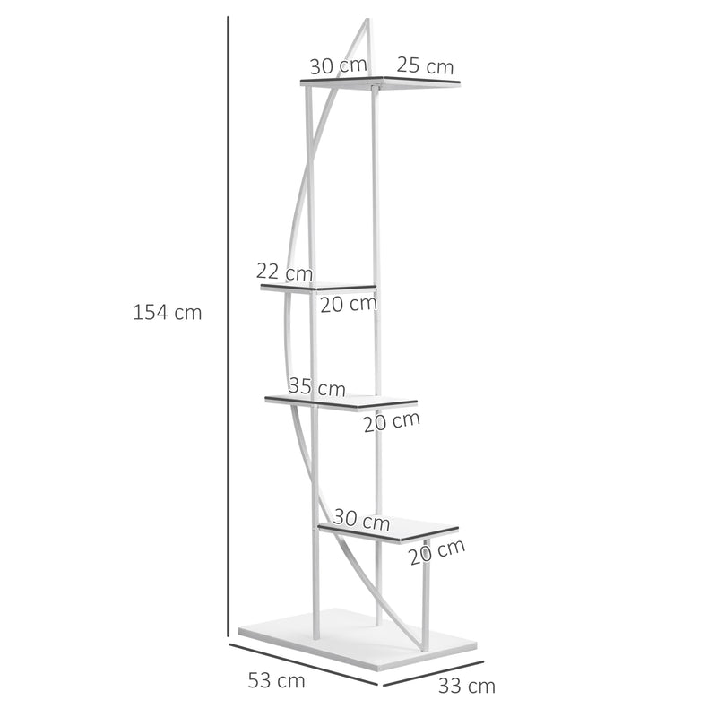 Set 2 Fioriere 5 Ripiani 53x33x154 cm in Metallo Bianco-3