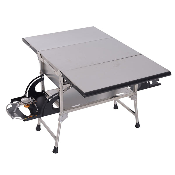 sconto Table de barbecue pliante portable pour cuisinière à gaz en aluminium 104,2x85,5x55cm