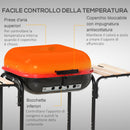 Barbecue a Carbone Carbonella con Coperchio e Ruote in Acciaio Rosso Nero -4