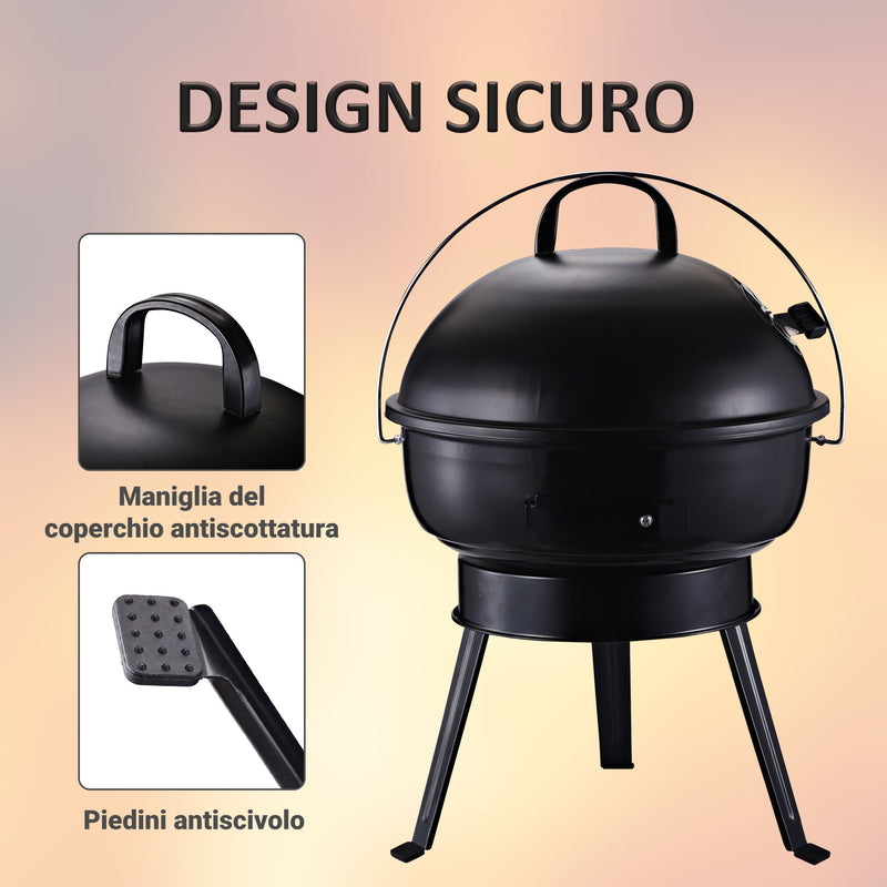 Barbecue a Carbone Carbonella Portatile da Tavolo Ø36,5x54 cm  Tiny-6