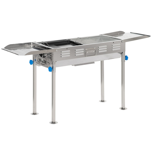 Barbecue à Charbon Charcoal 120x31x60-70 cm en Acier Inoxydable Argenté prezzo