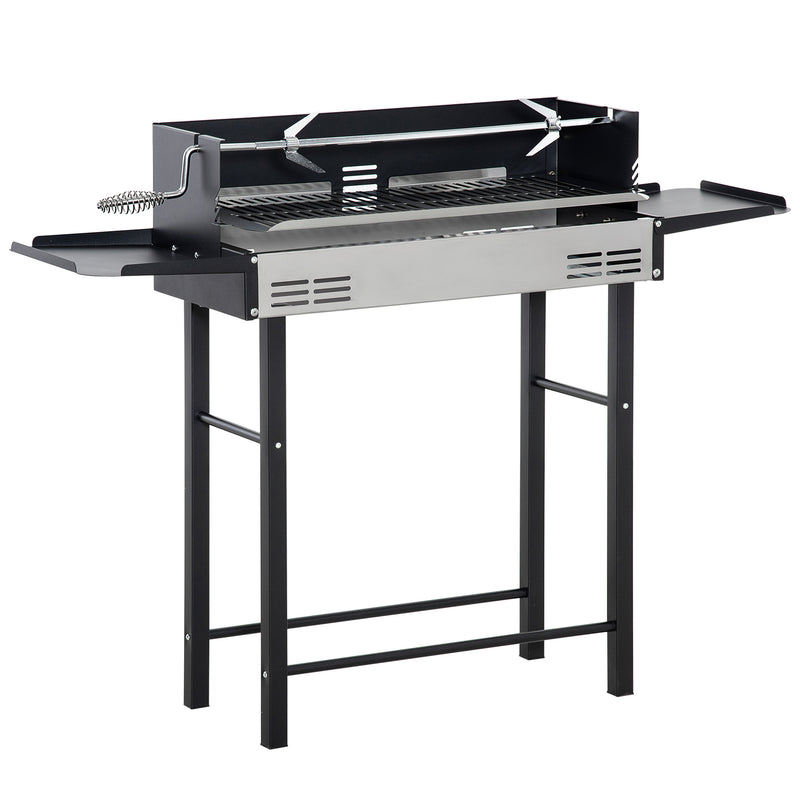 Barbecue a Carbone Carbonella 118x32x90 cm in Acciaio Inox e Metallo Nero-1