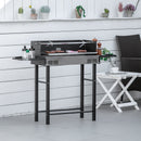 Barbecue a Carbone Carbonella 118x32x90 cm in Acciaio Inox e Metallo Nero-2