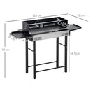 Barbecue a Carbone Carbonella 118x32x90 cm in Acciaio Inox e Metallo Nero-3