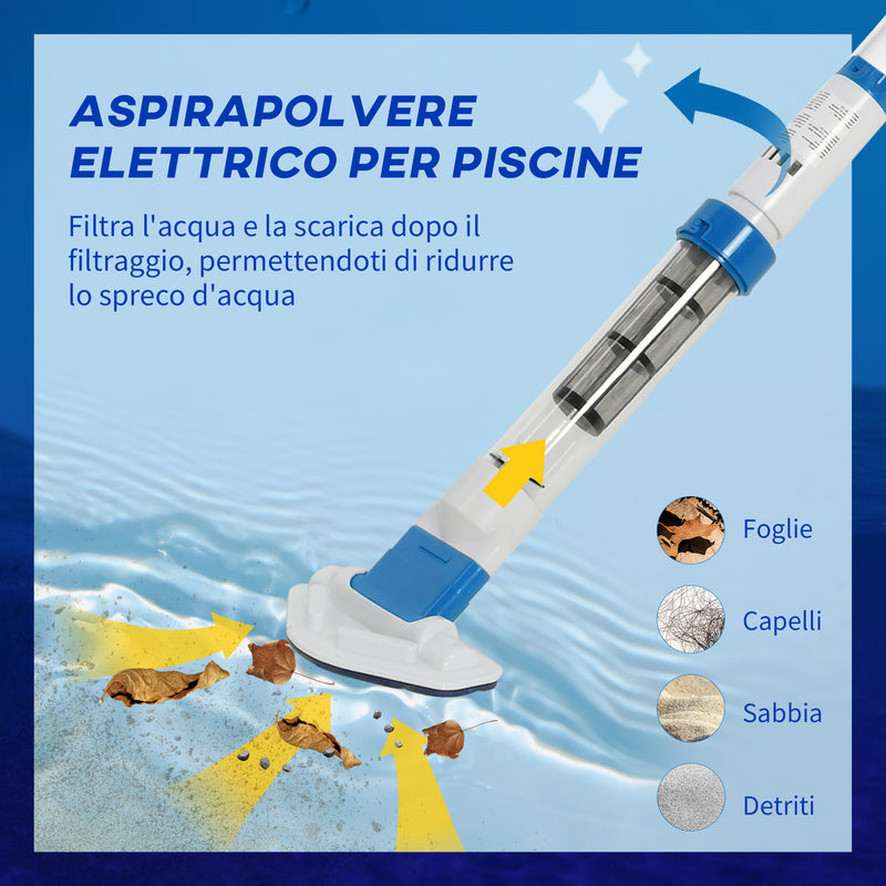 Aspirapolvere per Piscina Portatile 210x17x7 cm con Palo Telescopico Bianco e Blu-4